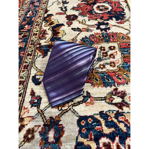 Men’s Giorgio Armani Preppy Purple Horizontal Stripe Silk Italy Made Neck Tie